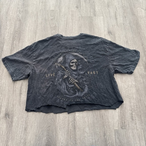 Affliction Other - Affliction Reaper Live Fast shirt Y2K Skull Skeleton Grunge Size Large Cut Crop